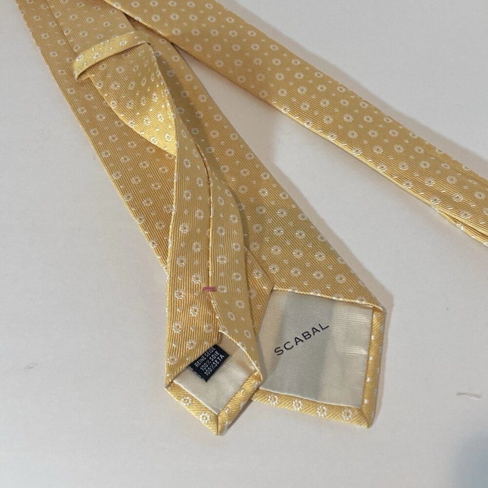 SCABAL Men’s Silk Floral Necktie Yellow 60 x 3 New